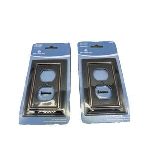 Lot Of 2 Brainerd Single Duplex Outlet Wall Plate Oil Rubbed Bronze. {107}.